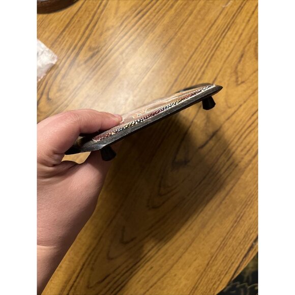 Tile Trivet Hot Pad Tea Kettle Teapot Shape w/ Kangaroo Mosaic Style Cast Iron - Picture 5 of 8